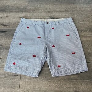 Brooks Brothers Blue Striped Shorts with Red Embroidery